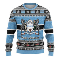 Botswana Christmas Ugly Christmas Sweater Coat Of Arms Muve neKisimusi - Wonder Print Shop