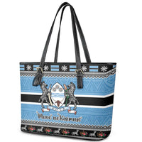 Botswana Christmas Leather Tote Bag Coat Of Arms Muve neKisimusi - Wonder Print Shop