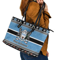 Botswana Christmas Leather Tote Bag Coat Of Arms Muve neKisimusi - Wonder Print Shop