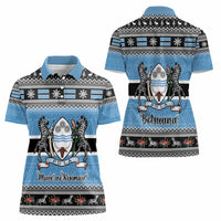Botswana Christmas Women Polo Shirt Coat Of Arms Muve neKisimusi - Wonder Print Shop