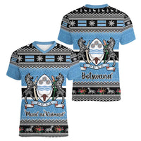 Botswana Christmas Women V-Neck T-Shirt Coat Of Arms Muve neKisimusi - Wonder Print Shop