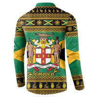 Jamaica Christmas Button Sweatshirt Coat Of Arms Merri Crissmuss - Wonder Print Shop