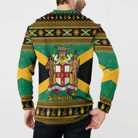 Jamaica Christmas Button Sweatshirt Coat Of Arms Merri Crissmuss - Wonder Print Shop