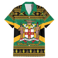 Jamaica Christmas Family Matching Mermaid Dress and Hawaiian Shirt Coat Of Arms Merri Crissmuss - Wonder Print Shop