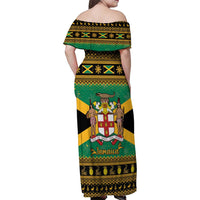 Jamaica Christmas Family Matching Off Shoulder Maxi Dress and Hawaiian Shirt Coat Of Arms Merri Crissmuss - Wonder Print Shop