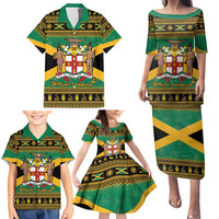 Jamaica Christmas Family Matching Puletasi and Hawaiian Shirt Coat Of Arms Merri Crissmuss - Wonder Print Shop