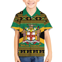 Jamaica Christmas Family Matching Puletasi and Hawaiian Shirt Coat Of Arms Merri Crissmuss - Wonder Print Shop