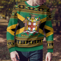 Jamaica Christmas Ugly Christmas Sweater Coat Of Arms Merri Crissmuss - Wonder Print Shop