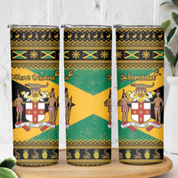 Jamaica Christmas Skinny Tumbler Coat Of Arms Merri Crissmuss - Wonder Print Shop