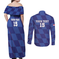 Custom Croatia Football Couples Matching Off Shoulder Maxi Dress and Long Sleeve Button Shirt Come On Vatreni - Wonder Print Shop