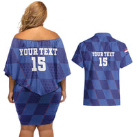 Custom Croatia Football Couples Matching Off Shoulder Short Dress and Hawaiian Shirt Come On Vatreni - Wonder Print Shop