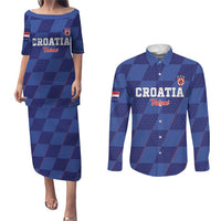 Custom Croatia Football Couples Matching Puletasi and Long Sleeve Button Shirt Come On Vatreni - Wonder Print Shop