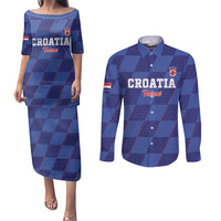 Custom Croatia Football Couples Matching Puletasi and Long Sleeve Button Shirt Come On Vatreni - Wonder Print Shop
