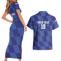 Custom Croatia Football Couples Matching Short Sleeve Bodycon Dress and Hawaiian Shirt Come On Vatreni - Wonder Print Shop