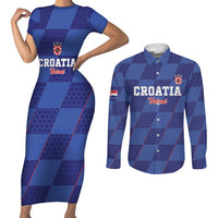 Custom Croatia Football Couples Matching Short Sleeve Bodycon Dress and Long Sleeve Button Shirt Come On Vatreni - Wonder Print Shop