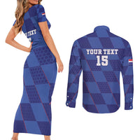 Custom Croatia Football Couples Matching Short Sleeve Bodycon Dress and Long Sleeve Button Shirt Come On Vatreni - Wonder Print Shop