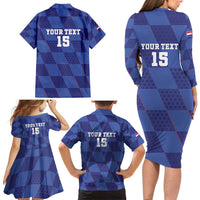 Custom Croatia Football Family Matching Long Sleeve Bodycon Dress and Hawaiian Shirt Come On Vatreni - Wonder Print Shop
