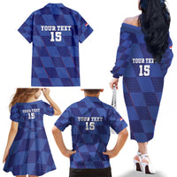 Custom Croatia Football Family Matching Off The Shoulder Long Sleeve Dress and Hawaiian Shirt Come On Vatreni - Wonder Print Shop