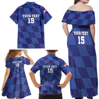 Custom Croatia Football Family Matching Off Shoulder Maxi Dress and Hawaiian Shirt Come On Vatreni - Wonder Print Shop