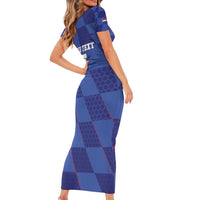 Custom Croatia Football Family Matching Short Sleeve Bodycon Dress and Hawaiian Shirt Come On Vatreni - Wonder Print Shop