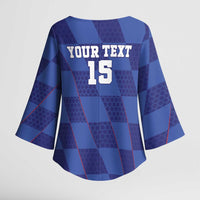 Custom Croatia Football Kimono Sleeve Blouse Come On Vatreni - Wonder Print Shop