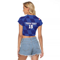 Custom Croatia Football Raglan Cropped T Shirt Come On Vatreni - Wonder Print Shop