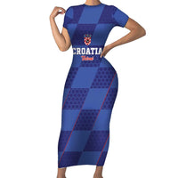 Custom Croatia Football Short Sleeve Bodycon Dress Come On Vatreni - Wonder Print Shop