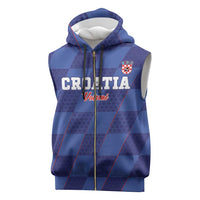 Custom Croatia Football Sleeveless Zip Hoodie Come On Vatreni - Wonder Print Shop