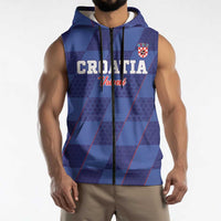 Custom Croatia Football Sleeveless Zip Hoodie Come On Vatreni - Wonder Print Shop