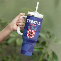 Custom Croatia Football Tumbler With Handle Come On Vatreni - Wonder Print Shop