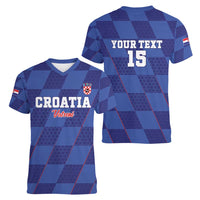 Custom Croatia Football Women V-Neck T-Shirt Come On Vatreni - Wonder Print Shop