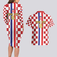 Custom Croatia Football Couples Matching Long Sleeve Bodycon Dress and Hawaiian Shirt Vatreni 2026 Ready For The World - Wonder Print Shop