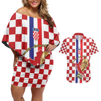 Custom Croatia Football Couples Matching Off Shoulder Short Dress and Hawaiian Shirt Vatreni 2026 Ready For The World - Wonder Print Shop