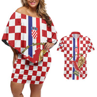 Custom Croatia Football Couples Matching Off Shoulder Short Dress and Hawaiian Shirt Vatreni 2026 Ready For The World - Wonder Print Shop
