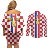 Custom Croatia Football Couples Matching Off Shoulder Short Dress and Long Sleeve Button Shirt Vatreni 2026 Ready For The World - Wonder Print Shop