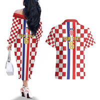 Custom Croatia Football Couples Matching Off The Shoulder Long Sleeve Dress and Hawaiian Shirt Vatreni 2026 Ready For The World - Wonder Print Shop