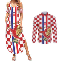 Custom Croatia Football Couples Matching Summer Maxi Dress and Long Sleeve Button Shirt Vatreni 2026 Ready For The World - Wonder Print Shop
