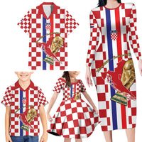 Custom Croatia Football Family Matching Long Sleeve Bodycon Dress and Hawaiian Shirt Vatreni 2026 Ready For The World - Wonder Print Shop