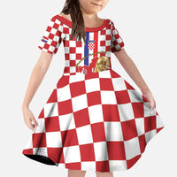 Custom Croatia Football Family Matching Off The Shoulder Long Sleeve Dress and Hawaiian Shirt Vatreni 2026 Ready For The World - Wonder Print Shop