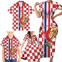 Custom Croatia Football Family Matching Short Sleeve Bodycon Dress and Hawaiian Shirt Vatreni 2026 Ready For The World - Wonder Print Shop