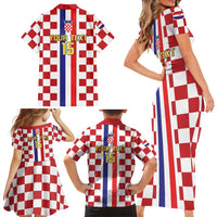 Custom Croatia Football Family Matching Short Sleeve Bodycon Dress and Hawaiian Shirt Vatreni 2026 Ready For The World - Wonder Print Shop