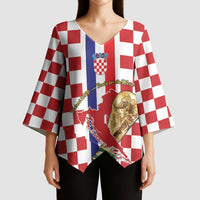 Custom Croatia Football Kimono Sleeve Blouse Vatreni 2026 Ready For The World - Wonder Print Shop