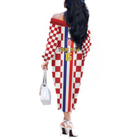 Custom Croatia Football Off The Shoulder Long Sleeve Dress Vatreni 2026 Ready For The World - Wonder Print Shop