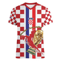 Custom Croatia Football Women V-Neck T-Shirt Vatreni 2026 Ready For The World - Wonder Print Shop