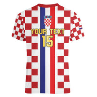 Custom Croatia Football Women V-Neck T-Shirt Vatreni 2026 Ready For The World - Wonder Print Shop
