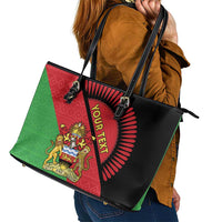 Personalised Malawi Leather Tote Bag Coat Of Arms - Flag Style