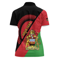 Personalised Malawi Women Polo Shirt Coat Of Arms - Flag Style - Wonder Print Shop