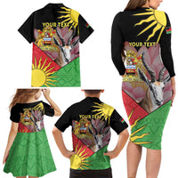 Personalised Malawi Thomsons Gazelle Family Matching Long Sleeve Bodycon Dress and Hawaiian Shirt Lotus - African Pattern - Wonder Print Shop