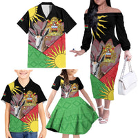Personalised Malawi Thomsons Gazelle Family Matching Off The Shoulder Long Sleeve Dress and Hawaiian Shirt Lotus - African Pattern