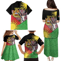 Personalised Malawi Thomsons Gazelle Family Matching Puletasi and Hawaiian Shirt Lotus - African Pattern